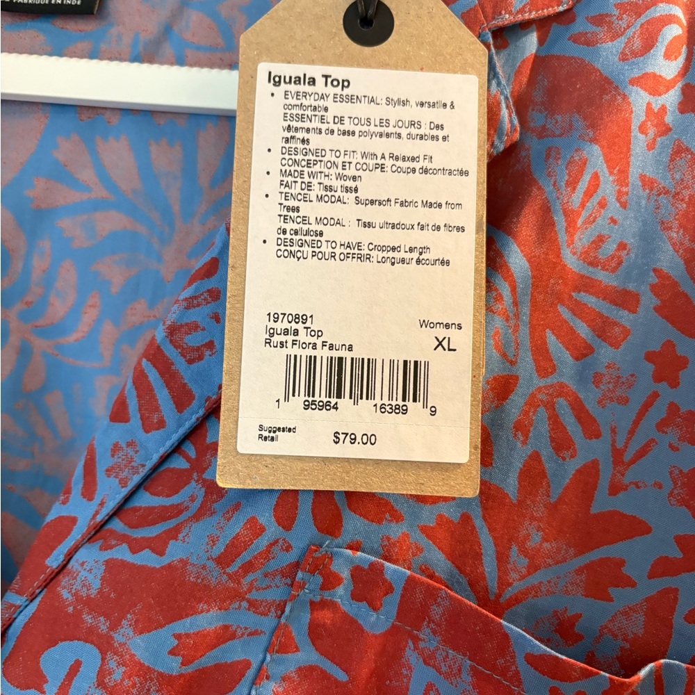 Prana Women's Vibrant Blue and Red Blouse - Picture 2 of 5